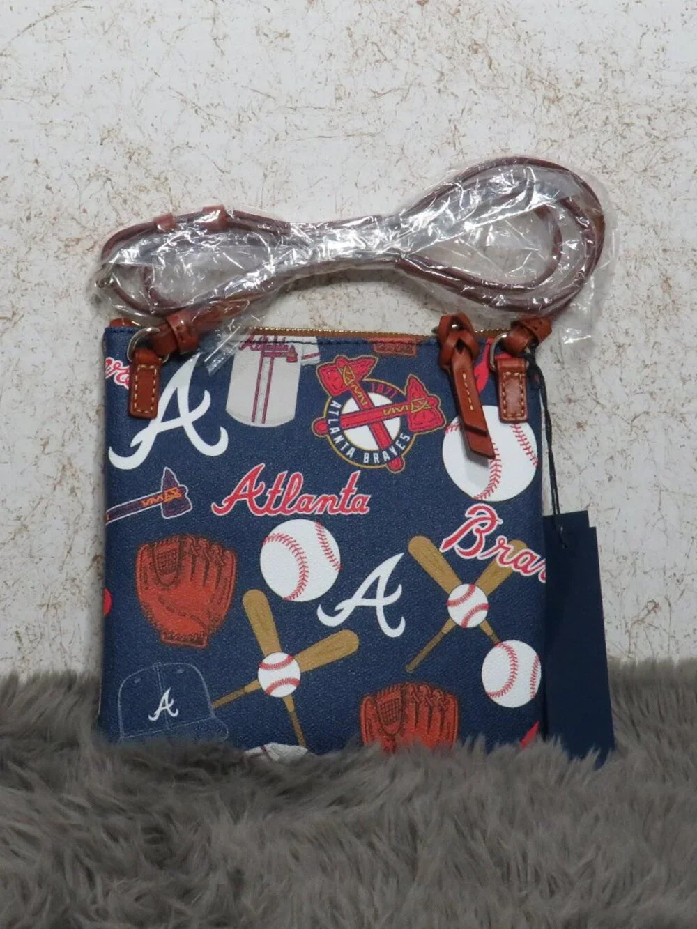 Dooney & Bourke MLB Atlanta Braves Triple Zip Crossbody (Navy)